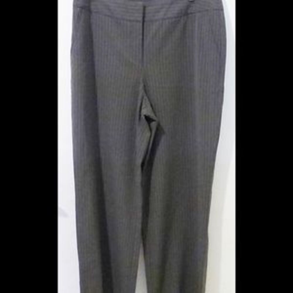 Chico's women 2/L gray pinstripe dress pants reg career business minimalist